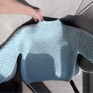 Gaâla light blue hand knit wool winter sweater
